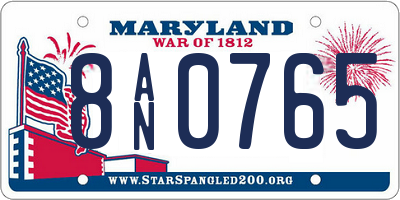 MD license plate 8AN0765