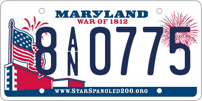 MD license plate 8AN0775