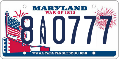 MD license plate 8AN0777
