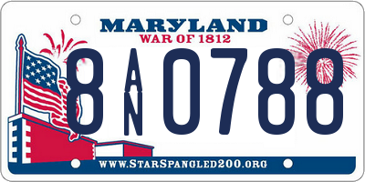 MD license plate 8AN0788