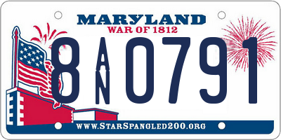 MD license plate 8AN0791