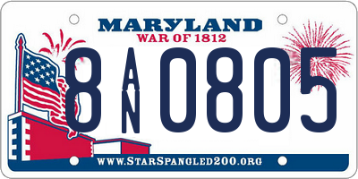 MD license plate 8AN0805