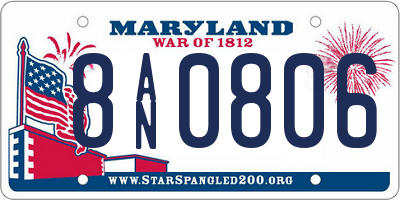 MD license plate 8AN0806