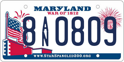 MD license plate 8AN0809
