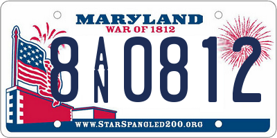 MD license plate 8AN0812