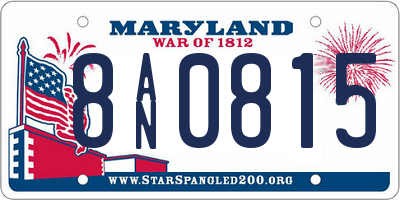 MD license plate 8AN0815