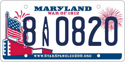 MD license plate 8AN0820