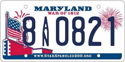 MD license plate 8AN0821