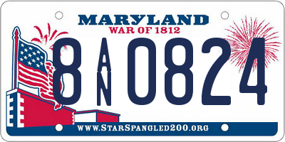 MD license plate 8AN0824