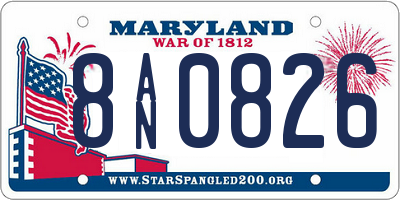 MD license plate 8AN0826