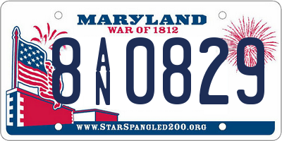 MD license plate 8AN0829