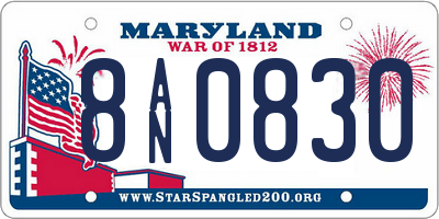 MD license plate 8AN0830