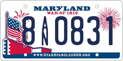 MD license plate 8AN0831