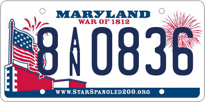 MD license plate 8AN0836
