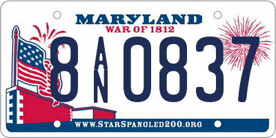 MD license plate 8AN0837