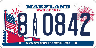 MD license plate 8AN0842
