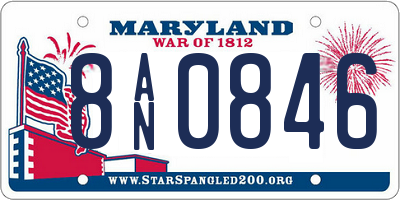 MD license plate 8AN0846