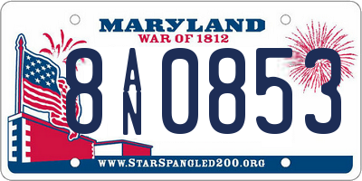 MD license plate 8AN0853
