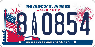 MD license plate 8AN0854