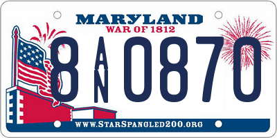 MD license plate 8AN0870