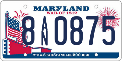MD license plate 8AN0875