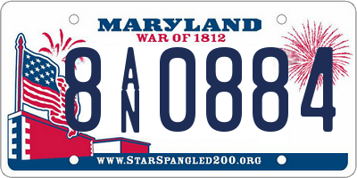 MD license plate 8AN0884