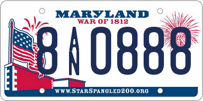 MD license plate 8AN0888