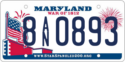 MD license plate 8AN0893