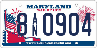 MD license plate 8AN0904