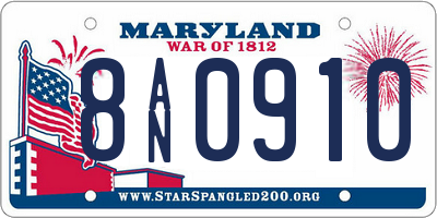 MD license plate 8AN0910