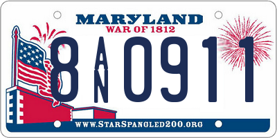 MD license plate 8AN0911
