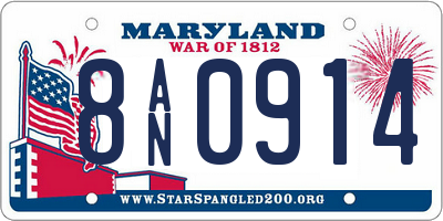 MD license plate 8AN0914
