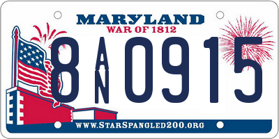 MD license plate 8AN0915