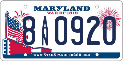 MD license plate 8AN0920