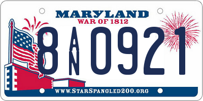 MD license plate 8AN0921