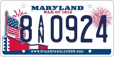 MD license plate 8AN0924