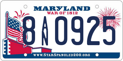 MD license plate 8AN0925