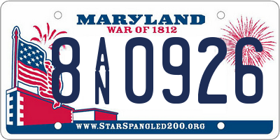 MD license plate 8AN0926