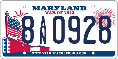MD license plate 8AN0928