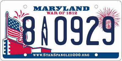 MD license plate 8AN0929