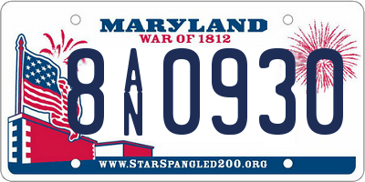 MD license plate 8AN0930