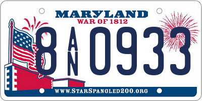 MD license plate 8AN0933
