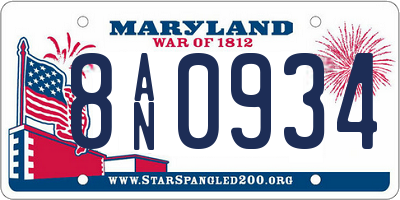 MD license plate 8AN0934