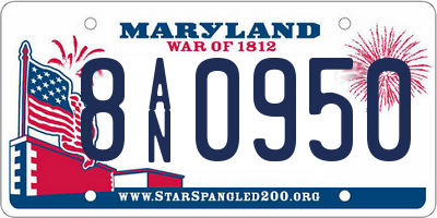 MD license plate 8AN0950