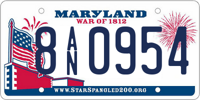 MD license plate 8AN0954