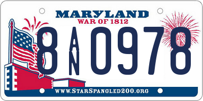 MD license plate 8AN0978