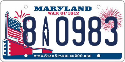 MD license plate 8AN0983