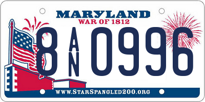 MD license plate 8AN0996