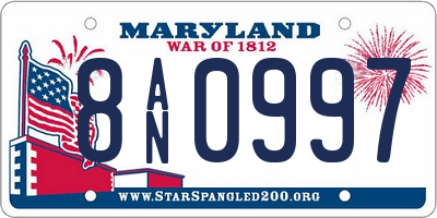 MD license plate 8AN0997