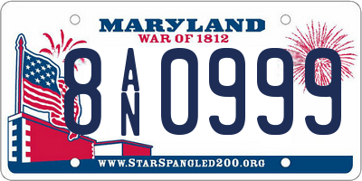 MD license plate 8AN0999